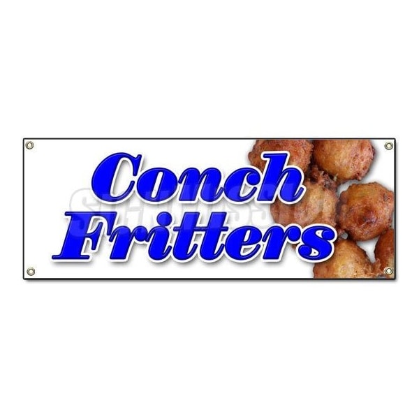 CONCH FRITTERS BANNER SIGN fried batter signs fresh hot Caribbean recipes